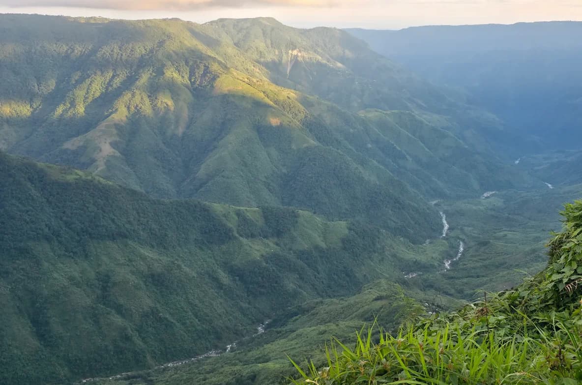 The steep green valley below Laitlum Canyon